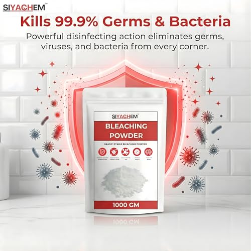 Image of Bleaching Powder 1 Kg for Bathroom & Outdoor Cleaning, Water Tank Disinfection, Algae Removal, Strong Bleach Powder for Cleaning Floors, Tiles, Drains & Surfaces