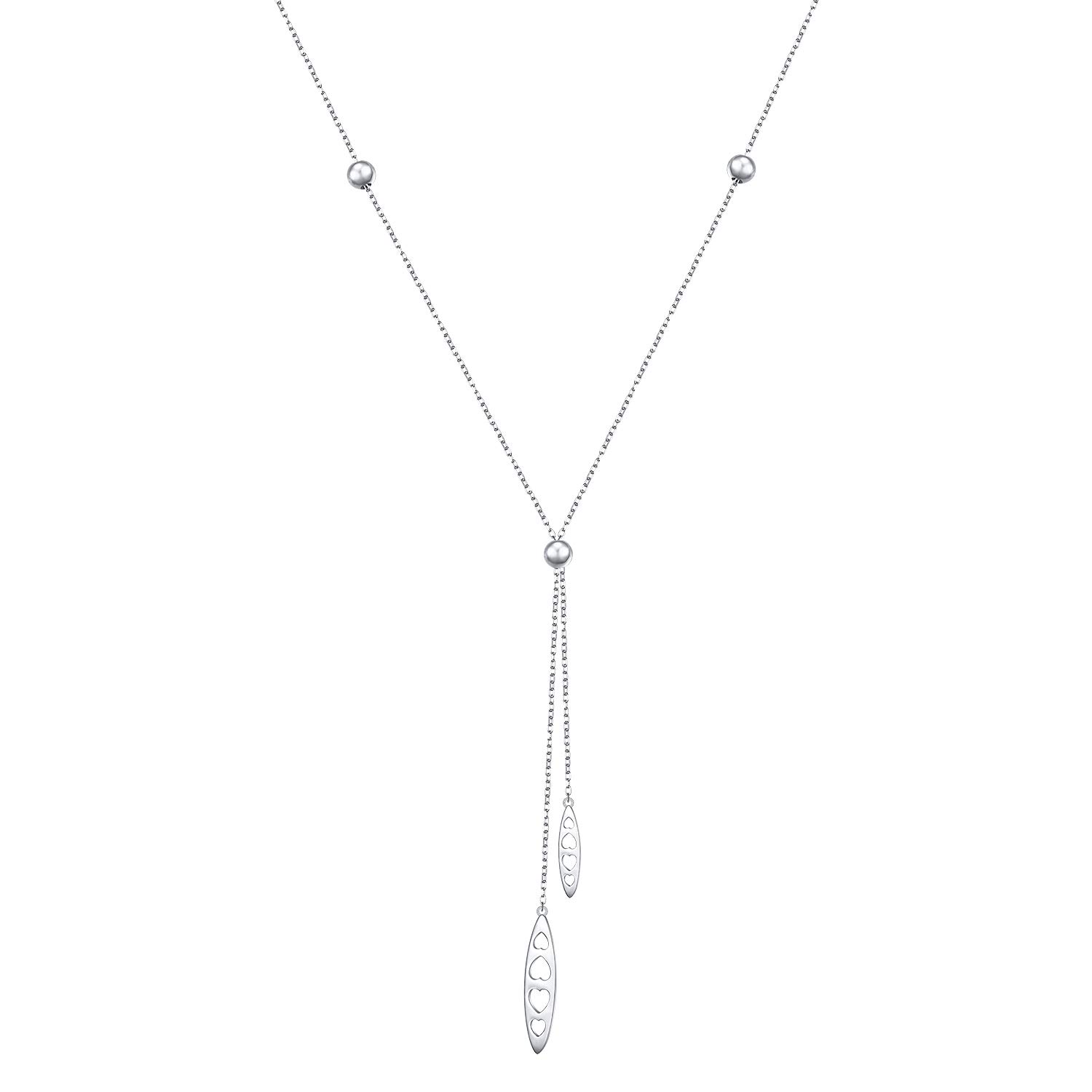 Collar de plata de ley 925 con colgante ajustable en forma de Y, cadena larga de 76,2 cm, regalo de Navidad para mujeres y niñas
