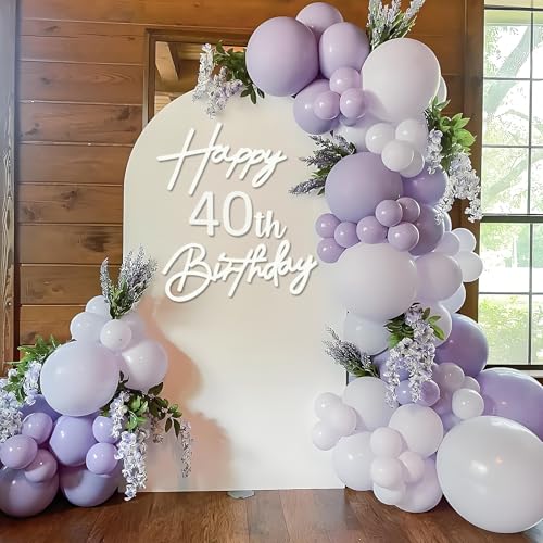 Image of Happy Birthday with 0-9 Numbers Sign for Backdrop - Felt Custom Age Happy Birthday Decal for Balloon Arch Birthday Decorations Baby Shower - White