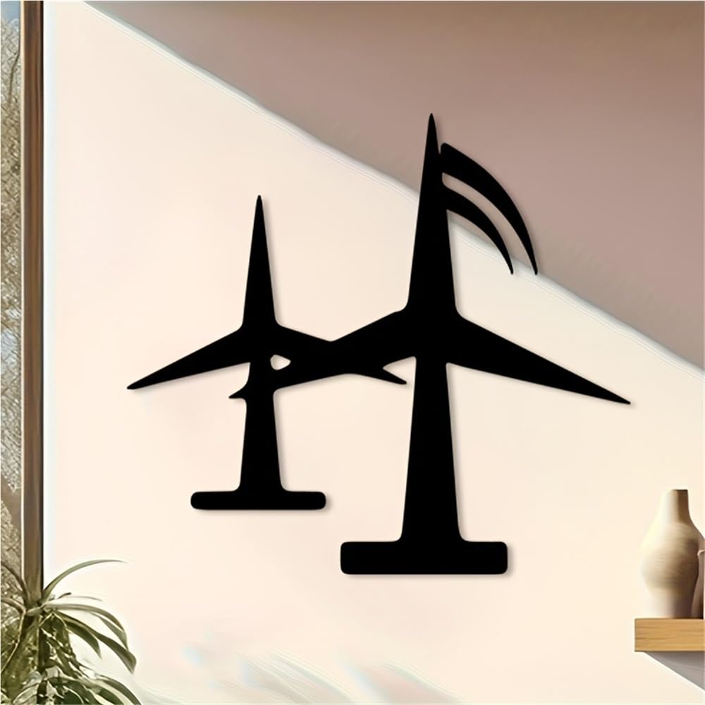 Arte contemporáneo abstracto de metal para decoración de pared con forma de turbina eólica, molino de viento de hierro resistente a la intemperie, escultura industrial para interiores y exteriore