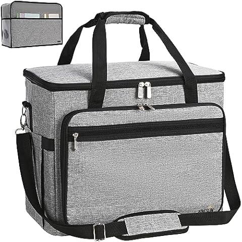 FINESUN 2 in 1 Sewing Machine Bag and pad,Foldable Deluxe Sewing Machine Carrying Case for Brother, Singer, Bernina and Most Machines (grey, case) Cover