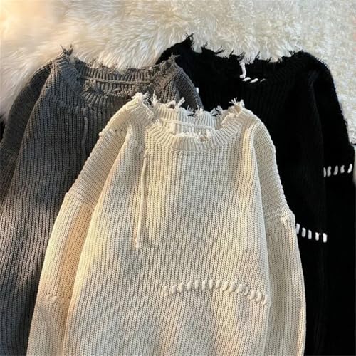 Men Y2k Loose Lazy Wind Sweater Men and Women Pullovers Street Casual Joker Hole Sweater3