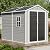 SELLERWE 8x6 FT Storage Shed, Large Waterproof Resin Outdoor Sheds with Floor & Lockable Door & Window & Vents, Plastic Tool Shed for Outside, Garden, Poolside, Dove Grey
