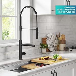 Kraus artec pro commercial style pull down single handle kitchen faucet with pot filler in matte black kpf 1604mb  urban country home decor