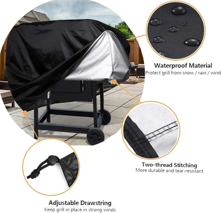 Housse de Barbecue imperméable pour Barbecue d'extérieur 190 x 71 x 117 cm, Noire