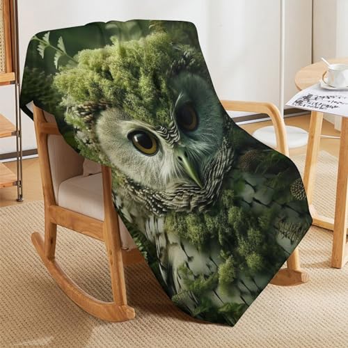 Manta de franela suave de búho para exterior dormitorio y sofá reversible 5
