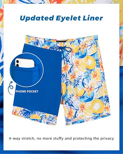 Image of SURF CUZ Mens Swim Trunks with Compression Liner Swim Shorts 7 inch Swimming Trunks Stretch 7 Inch Swim Suits Quick Dry
