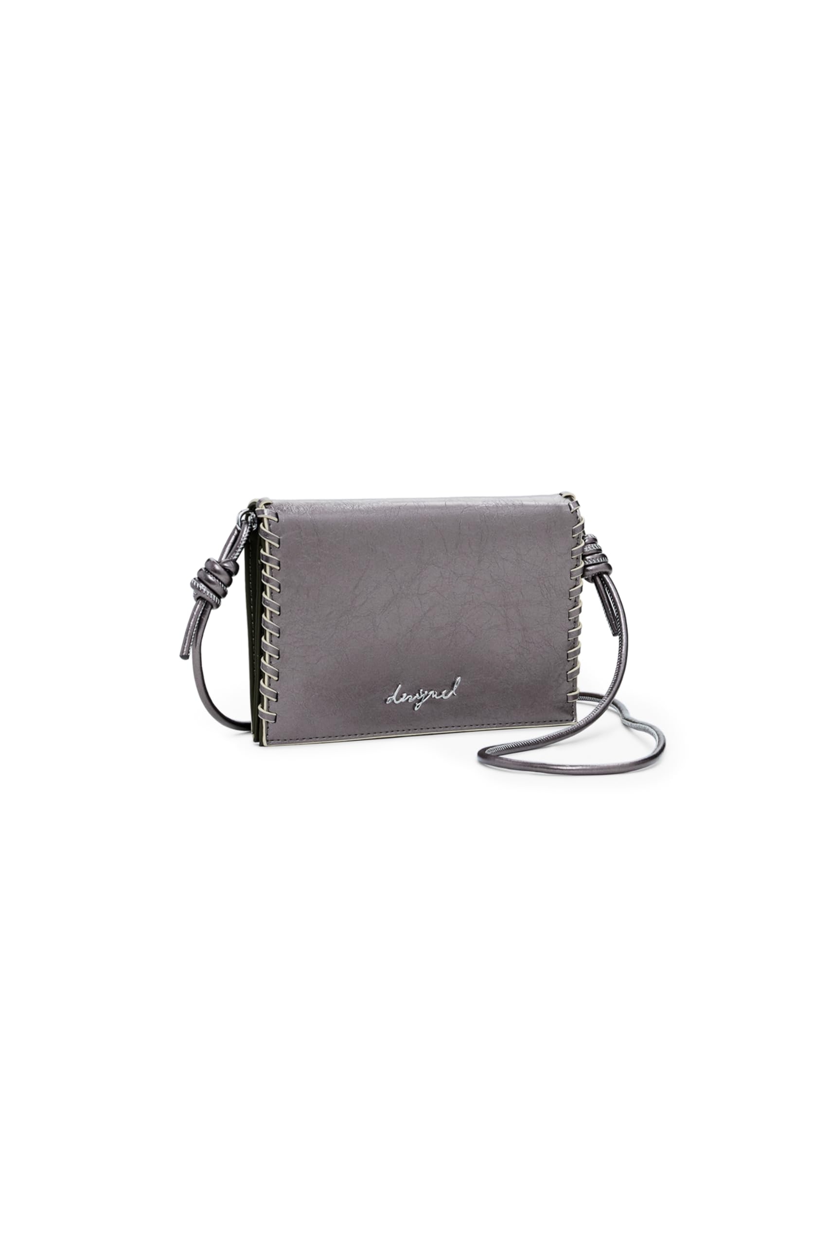 Desigual Purse Mone Capsule Tiny Zip Clutch Plata Oscura Mauve