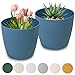 PECZEKO Blumentopf matt, Pflanzkübel aus Übertopf Kunststoff Dekorativer Topf für, groß Pflanzen 2X blumenkübel Set, blumenkübel kräutertopf, (2 Pack) Blau, ø 22 cm