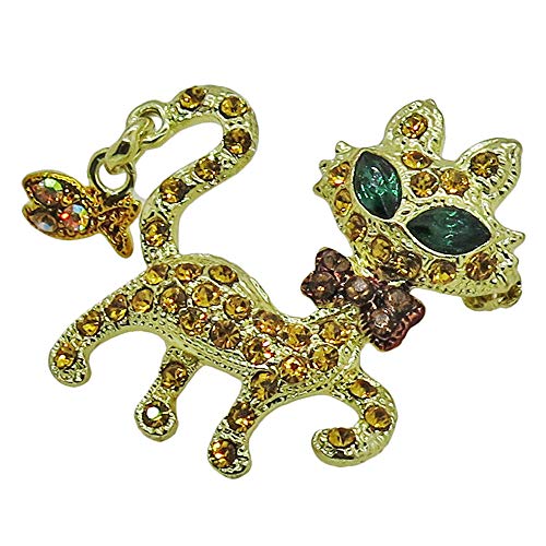 Rucinni Yellow Cat Brooch Gold Plated Preciosa Crystals (30121Tz) #TOP2