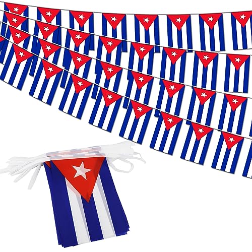 Image of Cuba String Flag Pennant Banner - 38 Flags, 42 Feet Small Mini Cuban Flags Bunting Banner for Country Decoration, School, Party, Sports Events