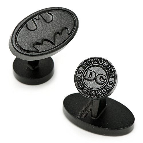DC Comics Satin Black Batman Logo Cufflinks, Officially Licensed