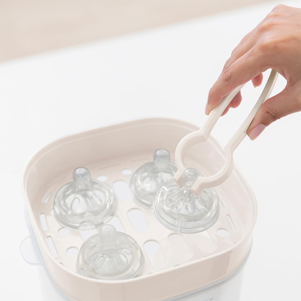 Miniland - Mini Steamy Sterilizzatore a vapore, grande capacità per biberoni, ciucci e tettarelle, unisex, adatto per lavastoviglie, automatico, senza sostanze chimiche (beige)