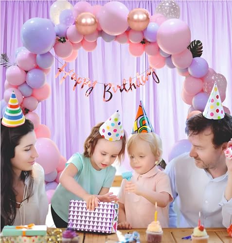 Image of Happy Birthday Balloons Decoration Kit - 71 Pcs Pastel Pink, Purple & Rose Gold Chrome Balloon Garland Set for Birthday Parties & Celebrations | Birthday Decoration Items for Kids & Girls