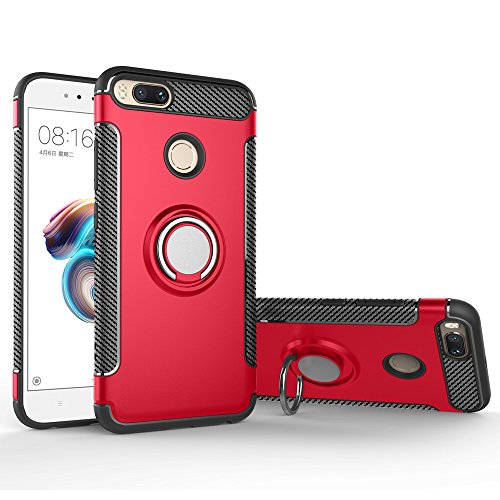 BLUGUL Xiaomi Mi A1 hoes/Xiaomi Mi 5X hoes, 360 graden draaiende ringgreep, compatibel met magnetische autohouder, beschermhoes, telefoonhoes, case cover voor Xiaomi A1/5X