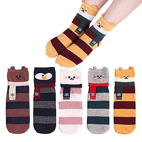 LANTING Damen Socken Lustige Tier Motivsocken Baumwolle Thermal Warm Bunte Socken Niedlich Karikatur Witzige Frauen Lässige Socken EU35-42