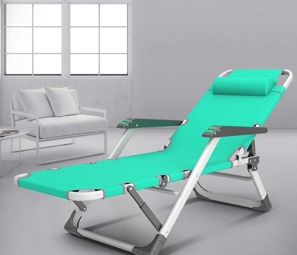 Chaise longue de jardin pliable inclinable avec coussin amovible pour terrasse et piscine