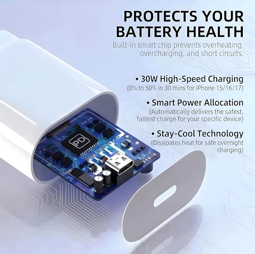 Image of USB C Charger Block 30W PD Super Fast Charging Block Type C Plug Cube Wall Adapter Power Brick USB C Block for iPhone 17, 17 Air, 17 Pro Max,16,16e,15,14,13,12, 11, iPad, mini, Galaxy S26 /S25 /S24