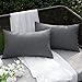 EMEMA Funda Cojines Exterior Impermeable Fundas de Almohadas de Lino de Sofá Almohadas Decorativas Modernas para Salón Cama Silla Oficina Dormitorio Habitacion Lumbar 2 Piezas 30x50cm Gris Oscuro