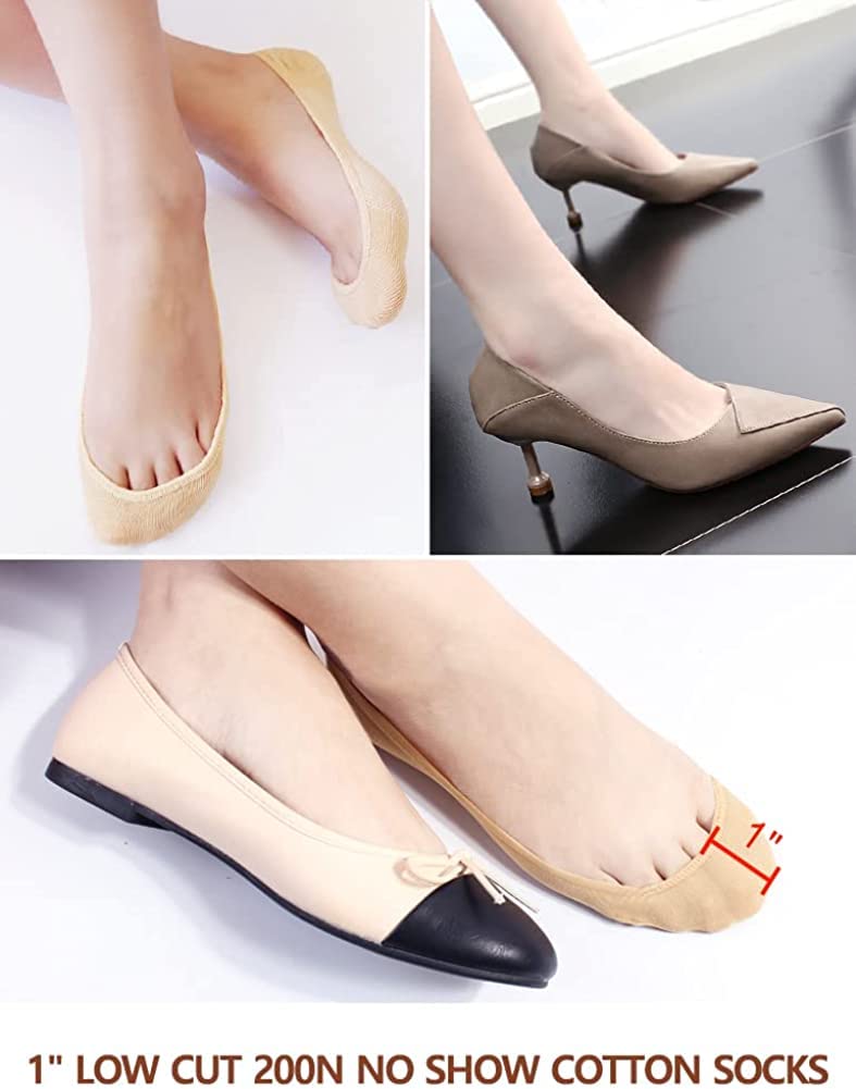 WKLOUYHE Linen Blend No Show Socks Women For Flats Non Slip Invisible Ultra Low Cut Socks For Shoe_Free Size(2Black+2Beige+1Gray) 1
