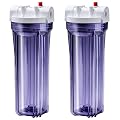 iSpring HC14X2 10" Transparent Water Filter Housings 1/2" Inlet/Outlet, RO/Aquarium, 2 Pack