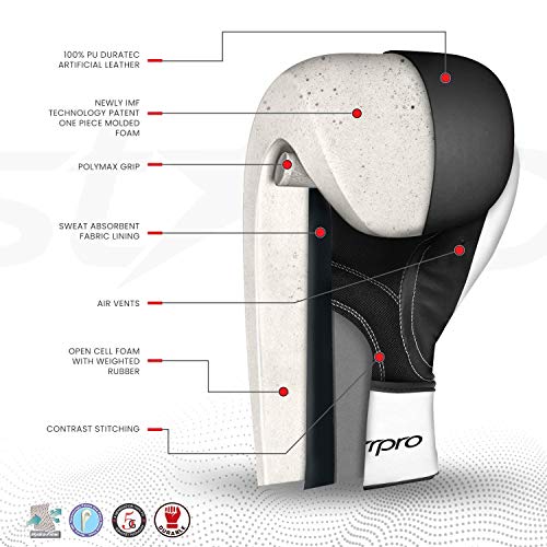 image for Starpro C20 Single Shell Boxing Gloves| PU Leather| Black & White | fo