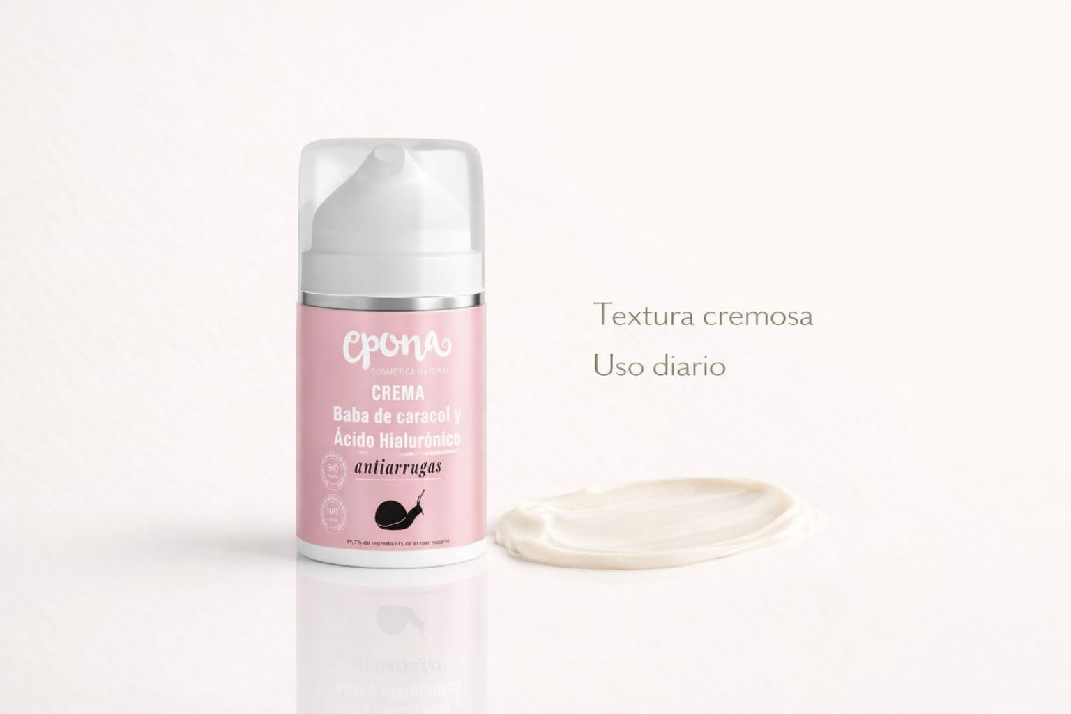 EPONA Crema Facial BIO con Baba de Caracol y Ácido Hialurónico – Hidratante Reafirmante Natural – Piel Sensible y Madura – Fórmula Ecológica Certificada – 50 ml