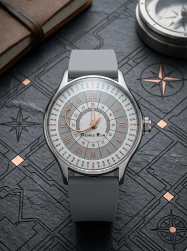 Image of DOUBLERUN Analog Watch, Silicone Strap, Roman Numerals, 24-Hour Display