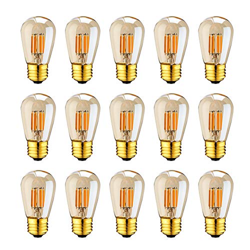 Lot de 15 ampoules LED E27 Blanc chaud ST45/S14 3 W Remplace les ampoules à incandescence 30 W Blanc chaud 2200 K Rétro Edison Ampoule LED Blanc chaud Ampoules à intensité non variable Cover