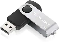 Pen Drive Multilaser Twist 4Gb Usb Leitura 10MBs Gravação 3MBs Preto - PD586