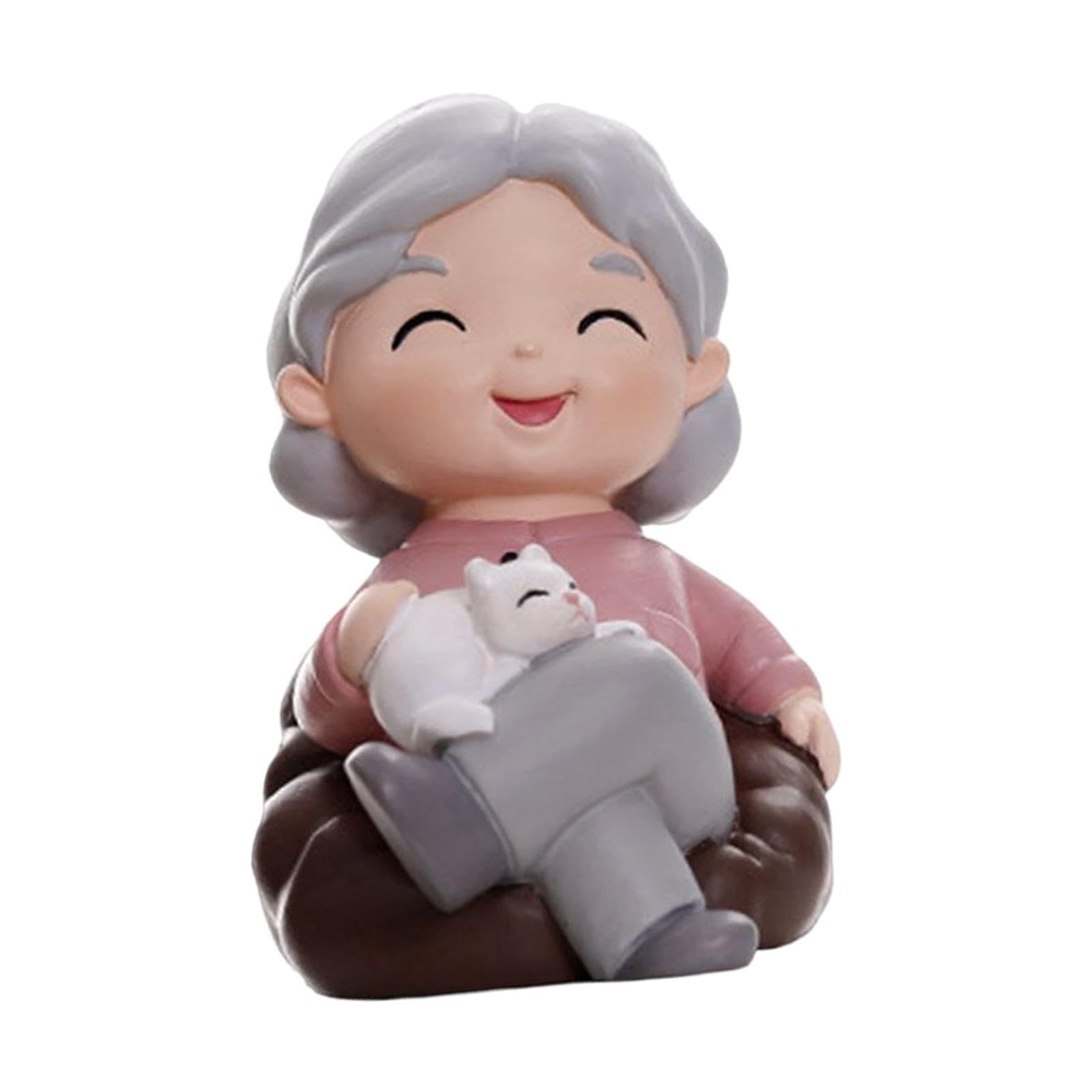 Zambuph Grandma Resin Figurine Grandparents Figurines Old People Couples Gifts For Creative Elderly Couple Statue Beautiful Ornament Suitable For Celebrations, 6.5X4.5cm