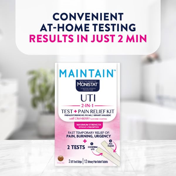 Image of Monistat, Maintain Kit, 2-in-1 2 Test Strips and 12 Pain Relief Tablets (2pack)