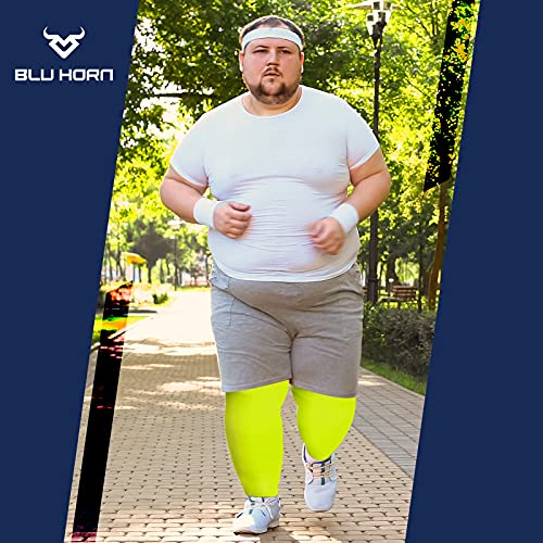 Image of Knee High Compression Socks 15-20 mmHg - Everyday Use Improves Blood Circulation, Relieves Pain & Swelling (4X-Large, Neon Green (1-Pair))