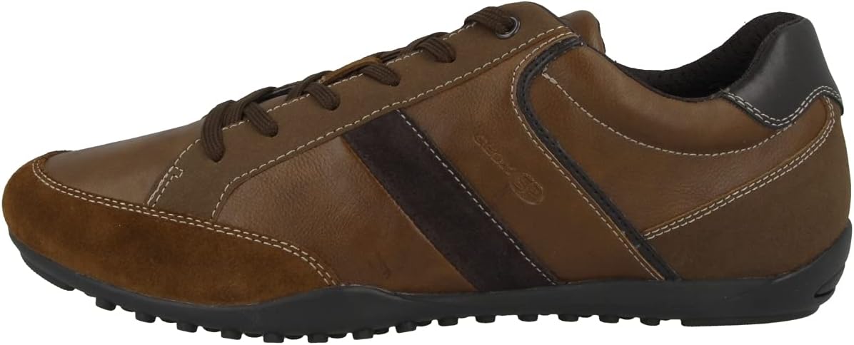 Geox U Garlan A Mens Leather Shoes Casual Lace-Up Sneakers-Brown-10