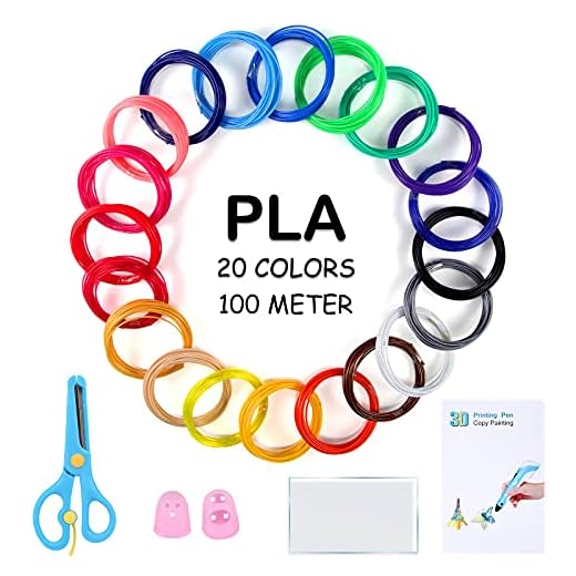 Filamento PLA para Lápiz 3D,3D Pluma Filamento 20 Colores 1.75MM PLA,Total 100M/330 Pies Filamento PLA for 3D Printer