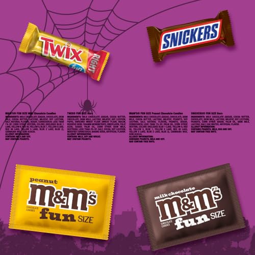 M&M'S Fun Size Milk Chocolate, M&M'S Fun Size Peanut, SNICKERS Fun Size & TWIX Fun Size Caramel Cookie Milk Chocolate Individually Wrapped Trick or Treat Halloween Candy, 35 Ct, 19.37 Oz Bulk Bag - image 7