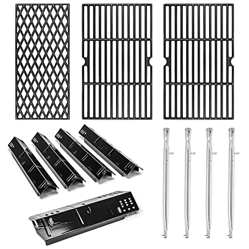 Uniflasy Grill Parts for Dyna-Glo DGH474CRP DGH450CRP Grill Replacement Part Kit for Dyna-Glo 3/4/5 Burner Grill Porcelain Steel Grill Heat Plate Stainless Steel Burner Tube Cooking Grates