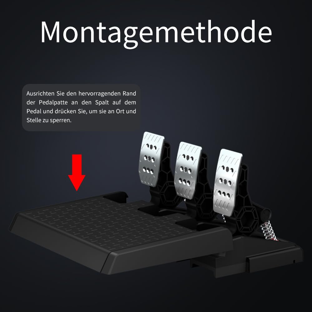 DOYO Racing Pedale PC Gaming Lenkrad 3-Pedal Set, Austauschbare Federn, Einstellbarer Bremswiderstand, Hall-Technologie