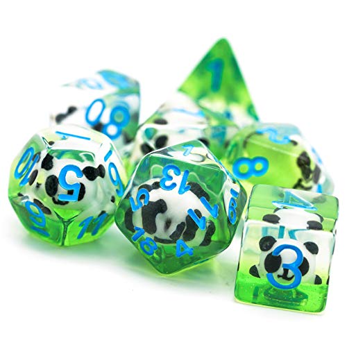 Image of Cusdie 7-Die DND Dice, Polyhedral Dice Set Filled with Animal, Animal Dice Set for Role Playing Game D&D Dice (Panda)