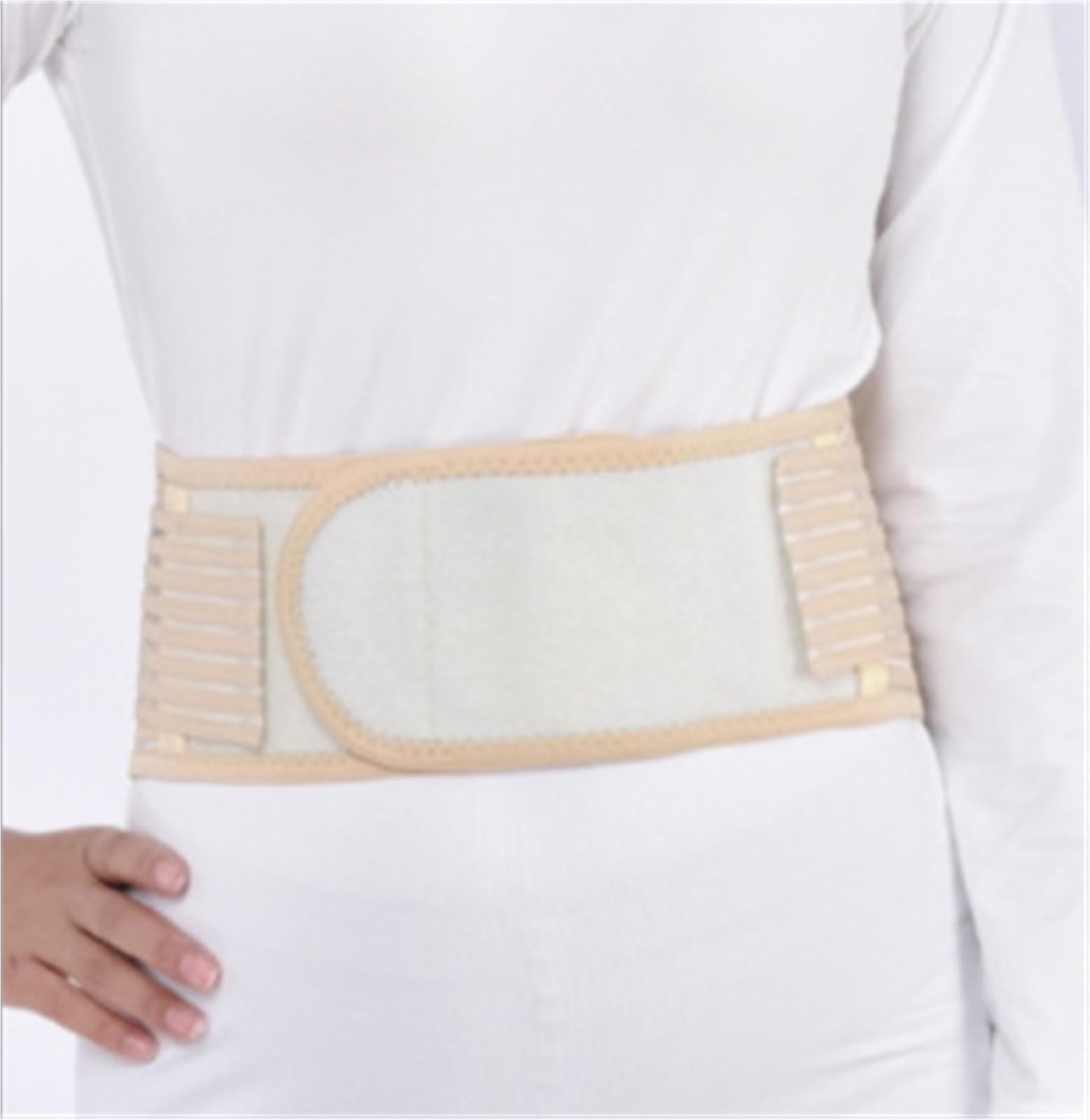 Fascia Lombare Cintura di Supporto for La Schiena Lombare Fascia for for Prevenzione Lesioni alla Colonna Vertebrale Rinforzo Schiena(Beige,Large)