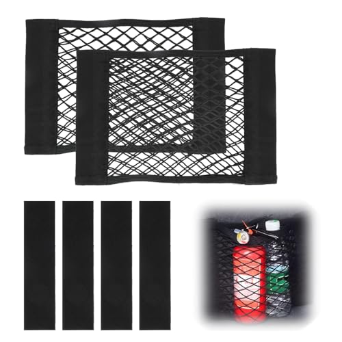leruiyezs Set 2 Pezzi Rete Portaoggetti Auto Organizer Elastico con Hook And Loop 37x25 cm Rete Bagagliaio Auto Universale per Ordine Interno Compatibile con Berlina SUV CamperFacile Installazione