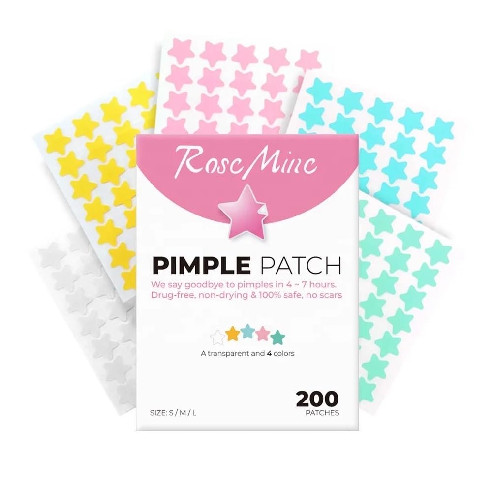 Rose MinePimple Patch for Face -Hydrocolloid Pimple Patch 200 Count S/M/L-Transparent