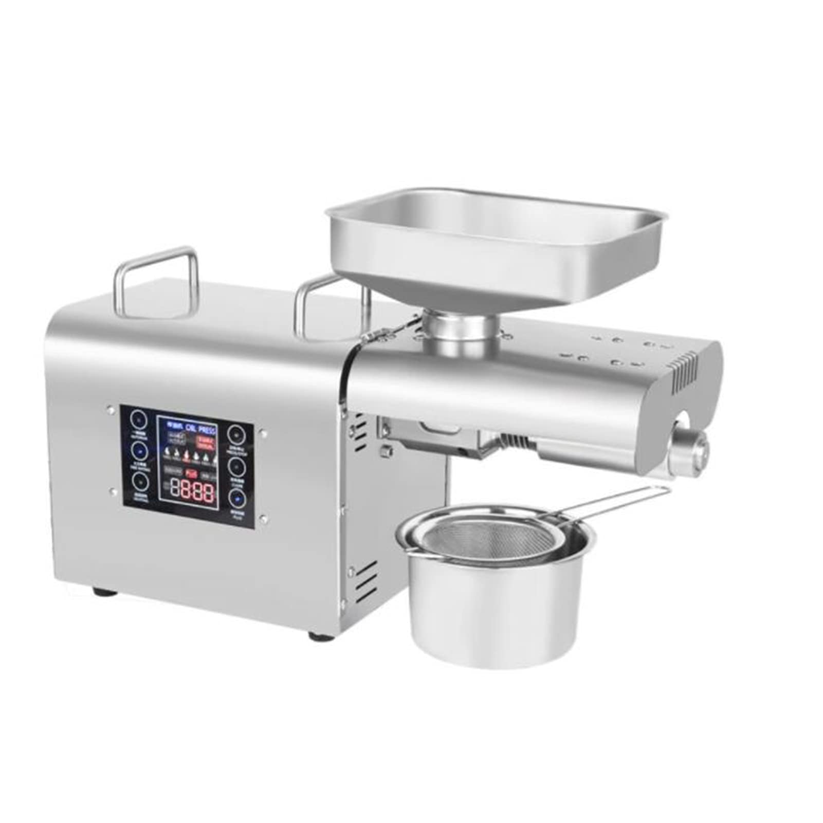 MYUYEE Automatic Oil Press Machine, Stainless Steel Hot Cold Oil Extraction Expeller, With Led Touch Screen Digital Temperature Control, For Pressing Peanuts Nuts Walnuts Sesame Flaxseed