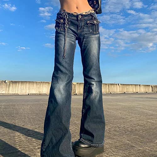 Casual Denim Pants for Women Straight Wide Leg Jeans Low Rise Pants Streetwear Y2k Pants Trousers with Pockets2