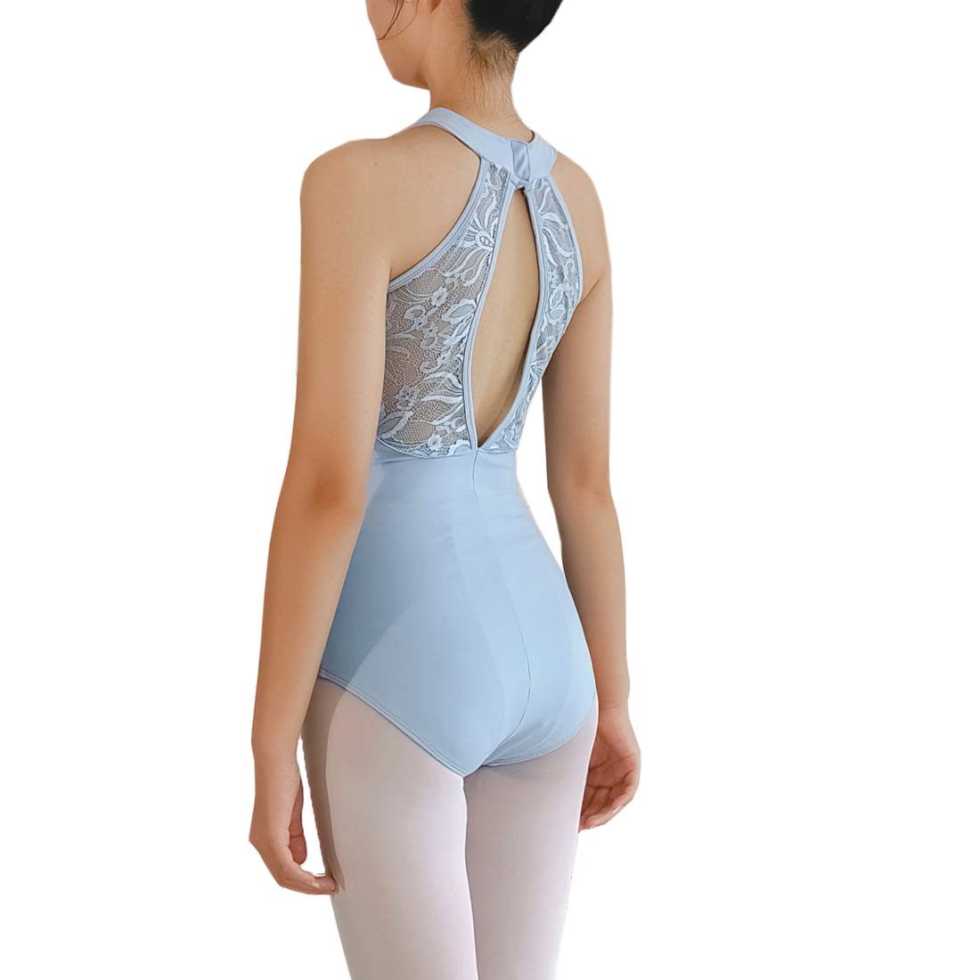 Limiles Women's Halter Neck Bodysuit Keyhole Back Gymnastic Ballet Dance Leotard Tops Dancewear Costumes