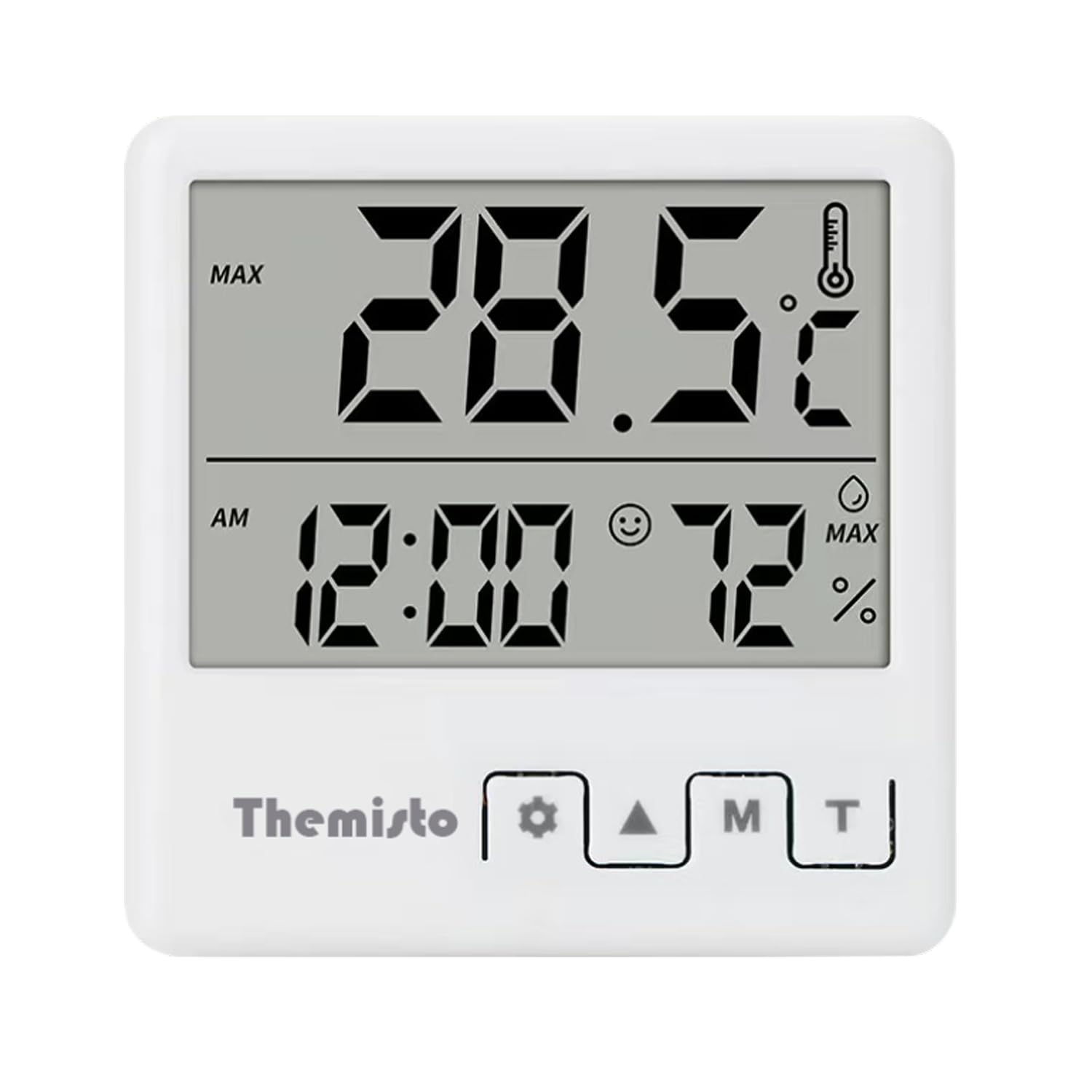Themisto TH-HTC4 Digital Hygrometer Thermometer Humidity Meter With Clock LCD Display (B0D9HHB9K3) Amazon Price History, Amazon Price Tracker