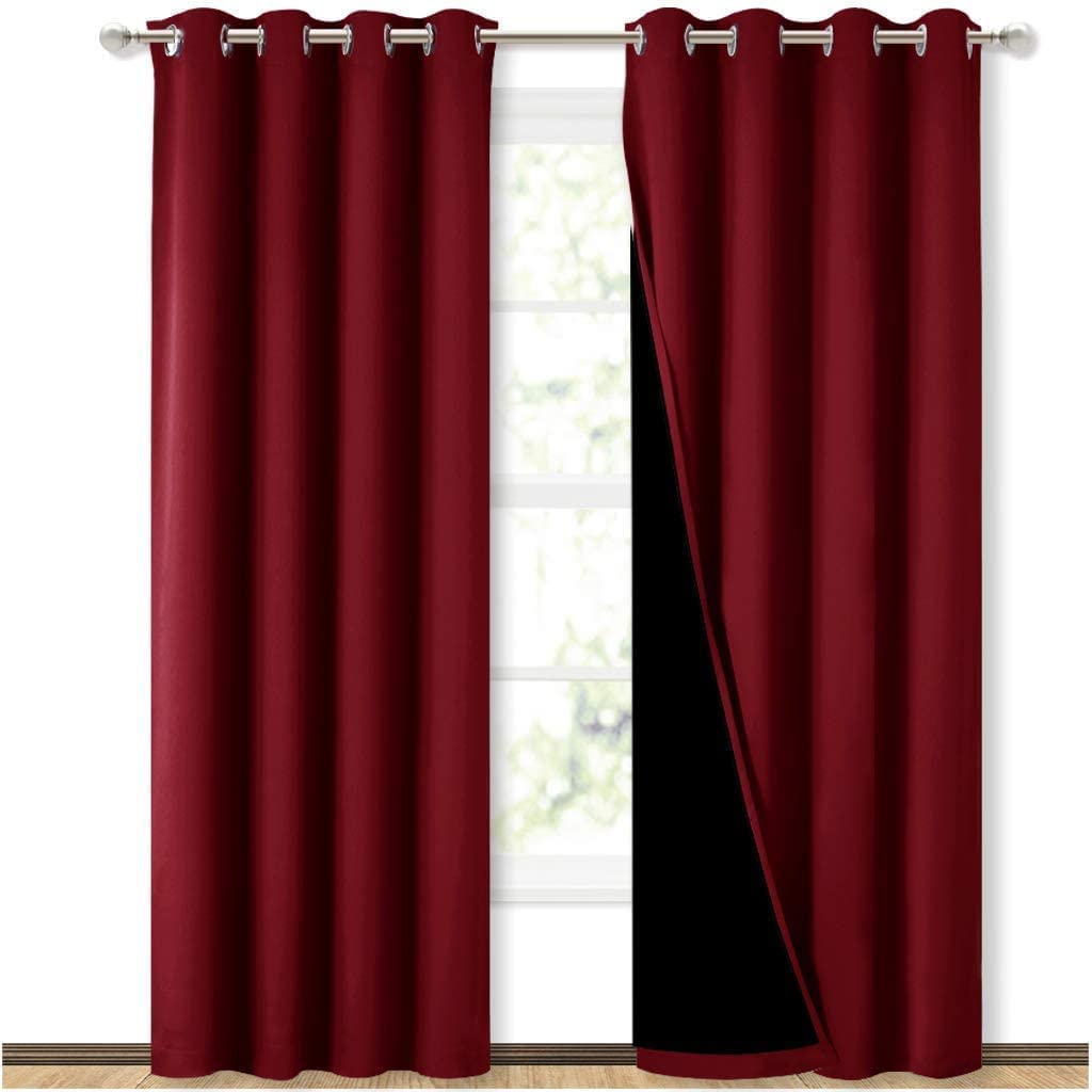 BFAM Premium Full Blackout Curtain -100% Blackout Curtains for Bedroom with Black Liner, Grommet Double Layer Full Room Darkening, Noice Reducing, Polyester, Set of 2 (Maroon, 7 FT Long) (B0B1QTPBB9) Amazon Price History, Amazon Price Tracker