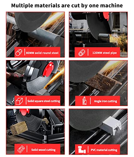 YHUEGH Metallschneidemaschine Für 45 Grad, 3680 W Stahlschneidemaschine, 6500 U/Min Kappsäge, 14"/ 35,5 cm Klingendurchmesser, 0-45 ° Einstellbare Gehrungssäge Zum Schneiden Von Metall – Bild 6