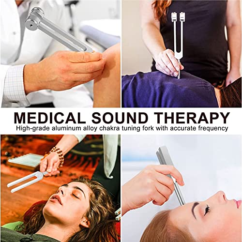 Hopbucan Tuning Fork Parts (128Hz, 136.1Hz, 512Hz,4096Hz) with Reflex Hammer for Healing Chakra Set Healing Musical - Image 4
