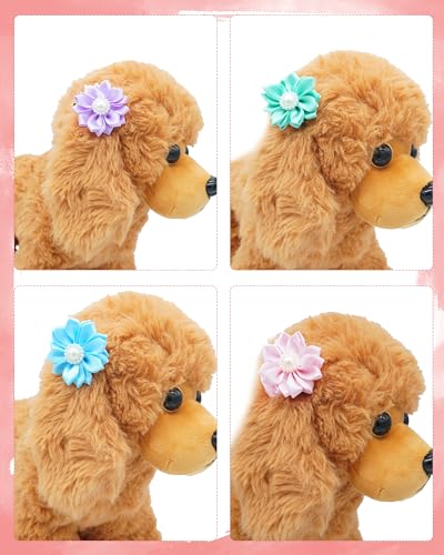 PET SHOW Pacote com 20/10 pares de laços de cabelo para cães pequenos com faixas de borracha para cã